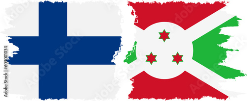 Burundi and Finland grunge flags connection vector