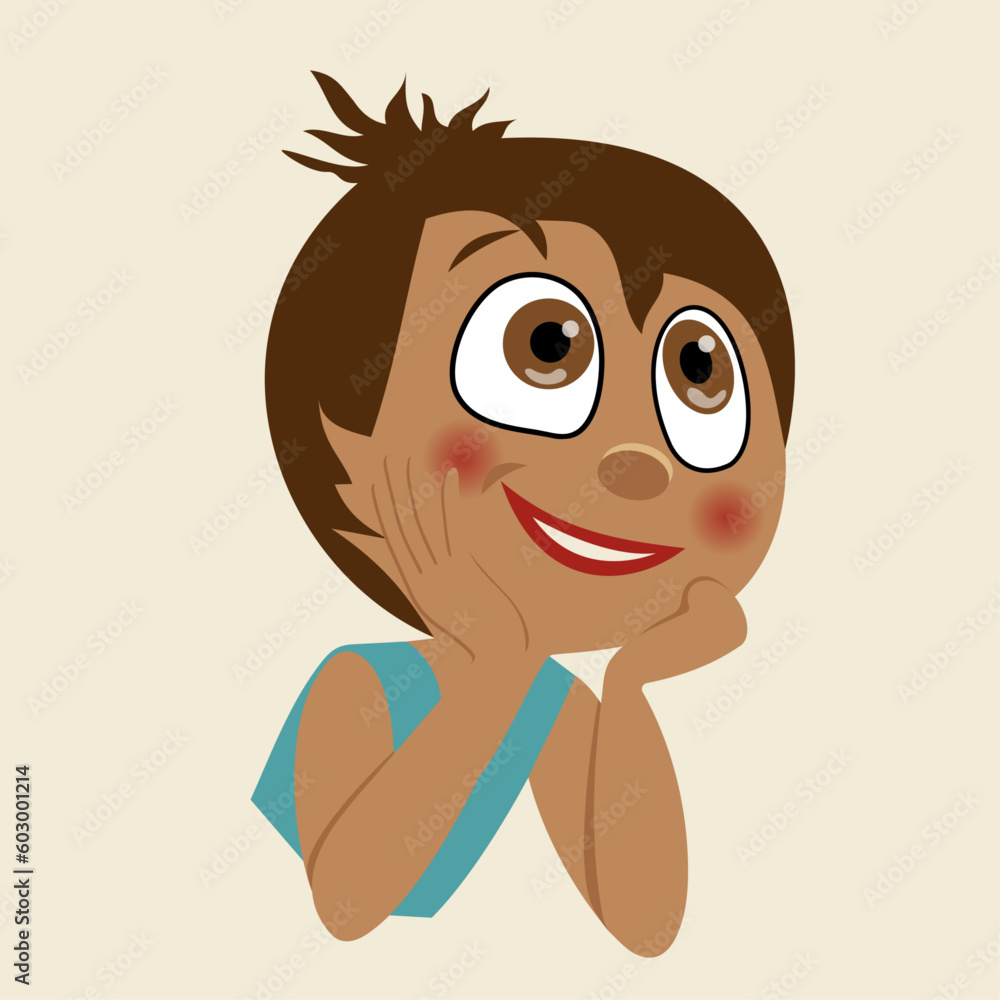 Boy with brown eyes in a flat style Boy with brown eyes in a flat style