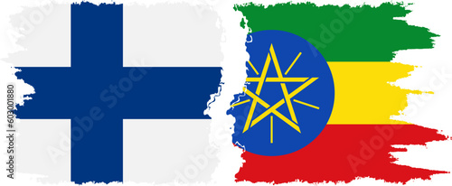 Ethiopia and Finland grunge flags connection vector