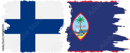 Guam and Finland grunge flags connection vector