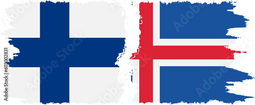 Iceland and Finland grunge flags connection vector