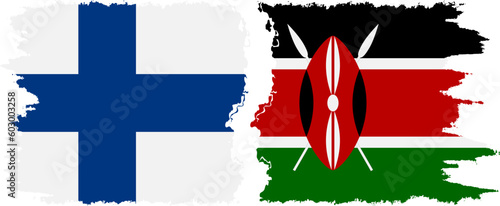 Kenya and Finland grunge flags connection vector