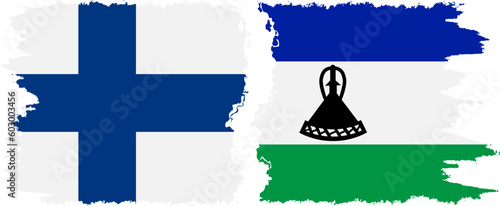 Lesotho and Finland grunge flags connection vector
