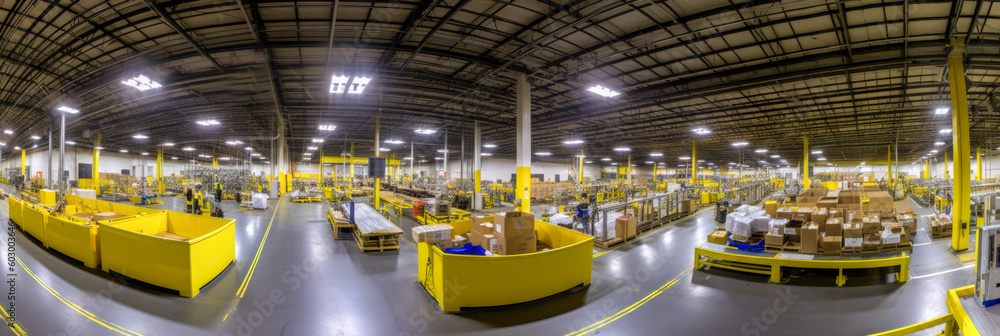 Modern industrial factory for the production of components. Machinery, interior and equipment of the production hall - Generative AI Modern industrial factory for the production of components. Machinery, interior and equipment of the production hall - Generative AI