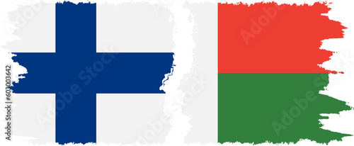 Madagascar and Finland grunge flags connection vector