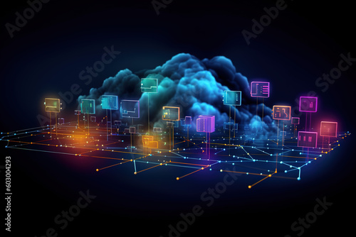 Cloud Networking, Crypto, AI, Firewall Network Security, Artificial Intelligence, Cyber Security, Cloud Managed, Circuit Board, AI Generated Art for Business and Technology