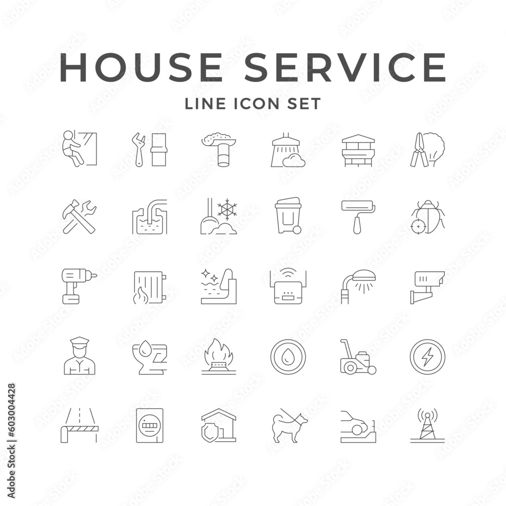 Set line icons of house service Set line icons of house service