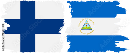 Nicaragua and Finland grunge flags connection vector