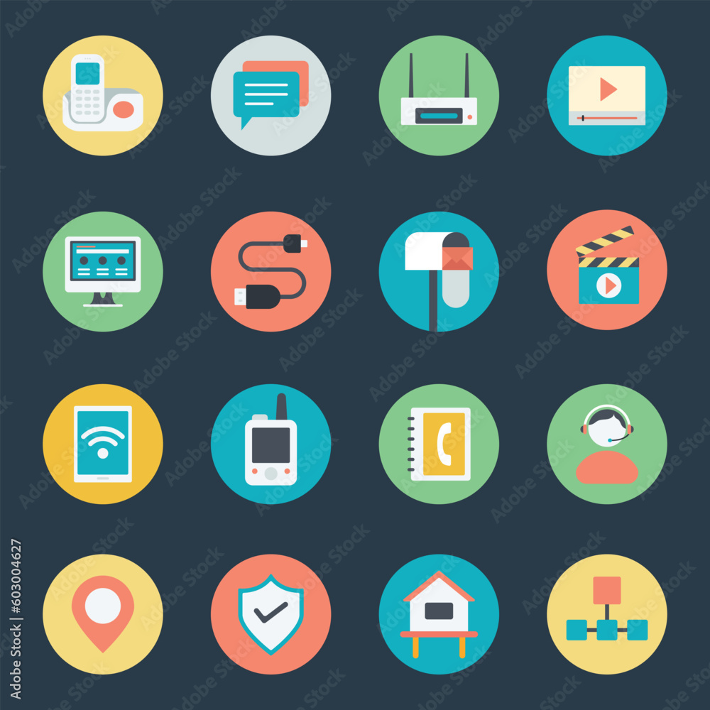 Se of Flat Wireless Technology and Communication Icons
Se of Flat Wireless Technology and Communication Icons