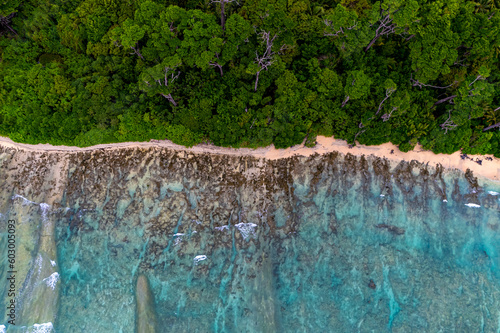 Photography Aerial photography 
The two islands Ross and Smith connected by a sandbar surrounded by crystal clear open sea waters is the aerial view of the islands