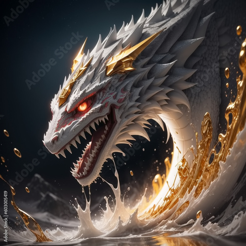 Dragon in water. Generative AI