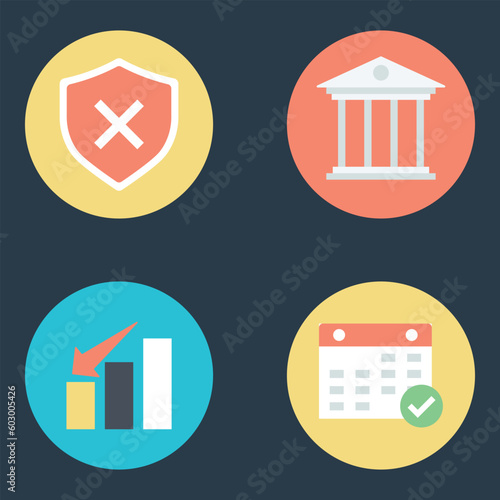 Pack of Flat Business Risks and Loss Icons
