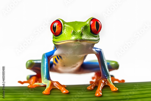 red eyed tree frog isolated on white background ai generated art photo