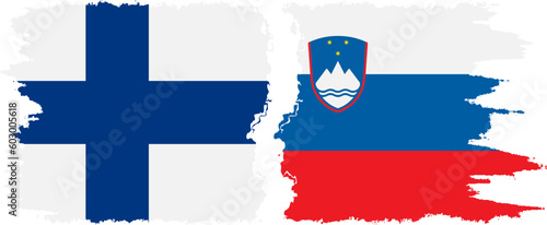 Slovenia and Finland grunge flags connection vector