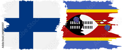 eSwatini and Finland grunge flags connection vector