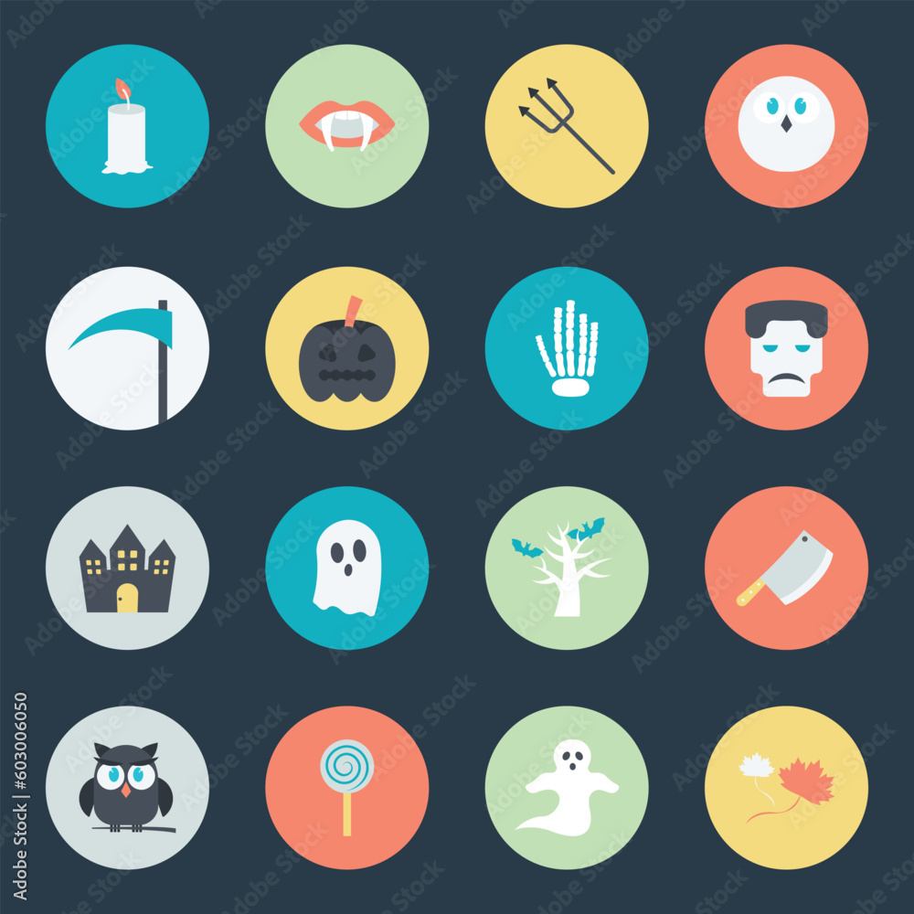 Pack of Spooky Monsters Flat Icons 

