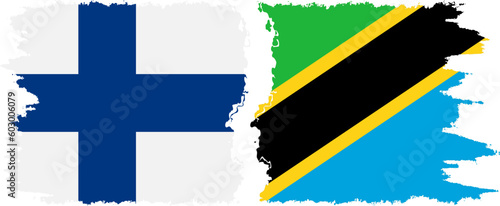 Tanzania and Finland grunge flags connection vector