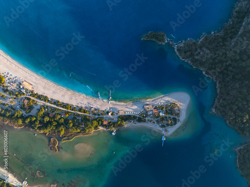 Fototapeta Naklejka Na Ścianę i Meble -  Kabak Valley, Kumburnu.-Oludeniz Beach Drone Photo, Fethiye Mugla Turkey	