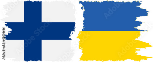 Ukraine and Finland grunge flags connection vector
