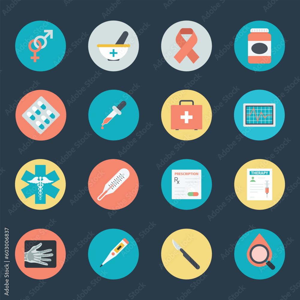 Set of Medical Tools Flat Icons 


