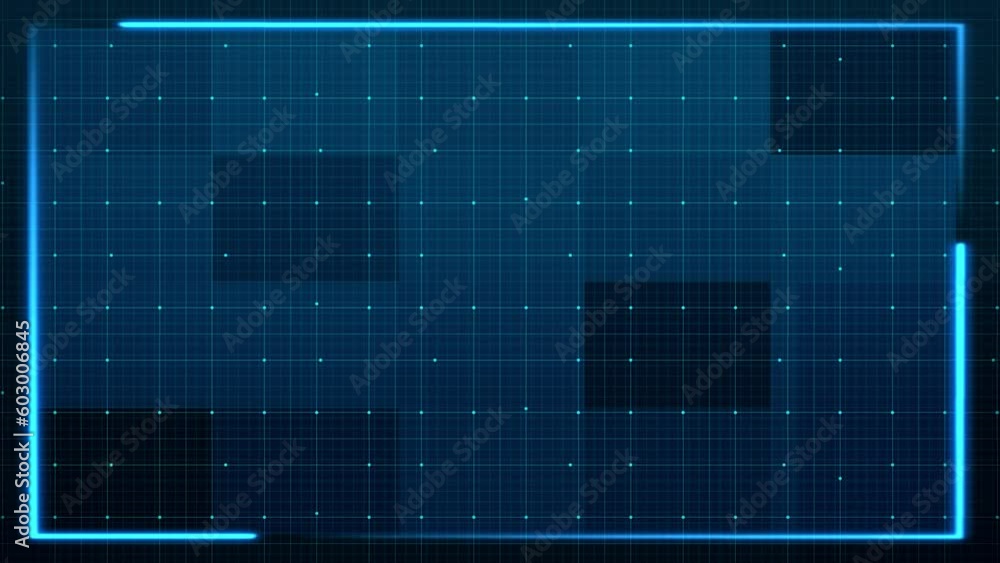 Motion graphic of Blue data matrix simulation digital line and grid ...