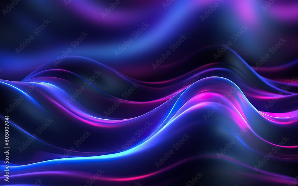 Neon multicolored waves on a dark background. Bright, abstract, futuristic background. Neon multicolored waves on a dark background. Bright, abstract, futuristic background.