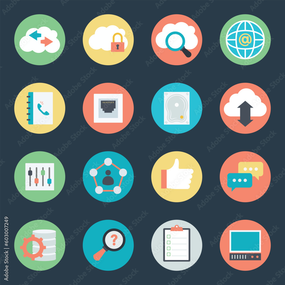 Cloud Technology and Networking Flat Icons
Cloud Technology and Networking Flat Icons