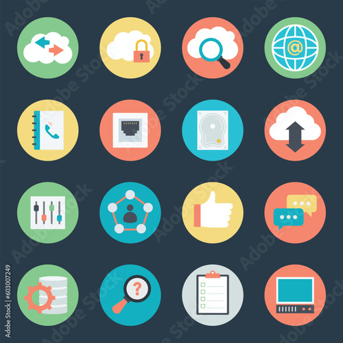 Cloud Technology and Networking Flat Icons 

