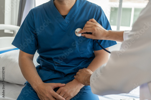 Wallpaper Mural Patient meet doctor or psychologist consulting about fertility treatment for infertility, or psychotherapy session concept, prostate cancer awareness Torontodigital.ca