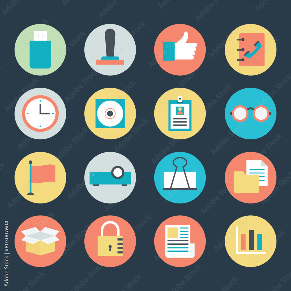 Pack of Office Elements Flat Icons
Pack of Office Elements Flat Icons
