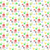 Multicolored Different Hand Prints Pattern Background