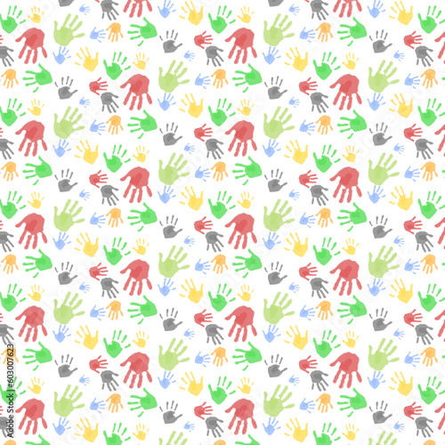 Multicolored Different Hand Prints Pattern Background