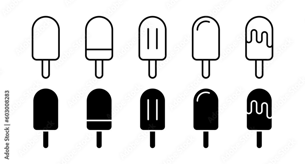 Ice cream vector icons set. Stick ice cream symbol, vector illustration Ice cream vector icons set. Stick ice cream symbol, vector illustration