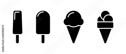 Ice cream vector icons set. Different variation of ice cream symbol, vector illustration