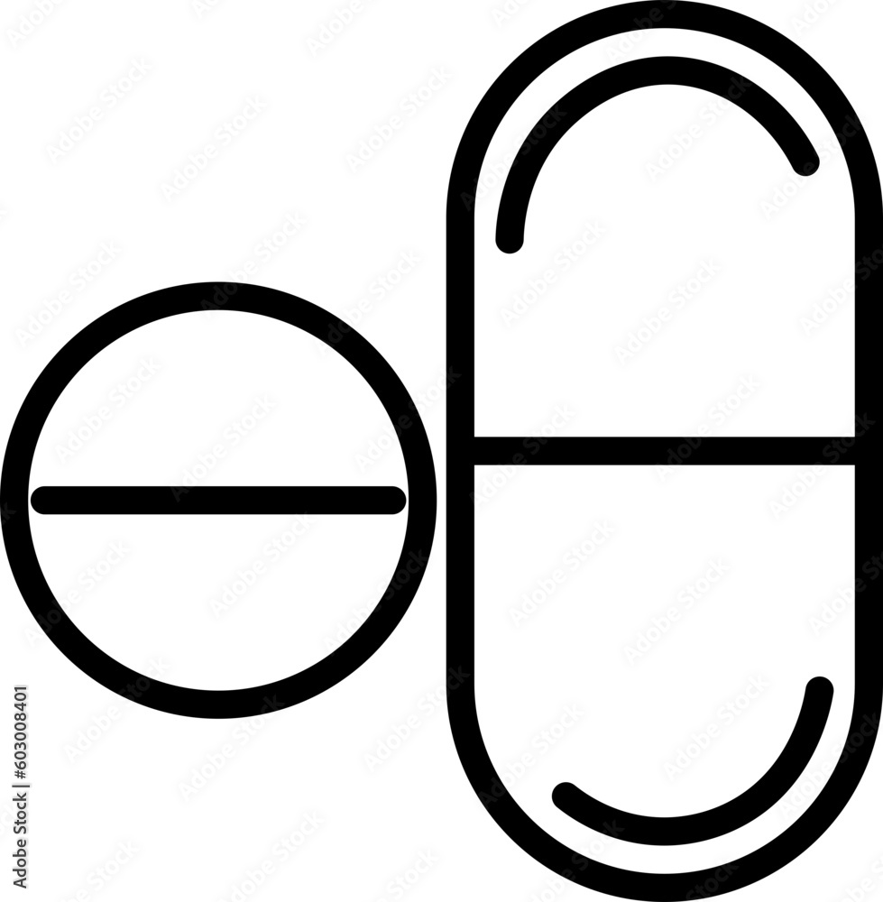 pills line icon. Symbol of medical. In a transparent background format.  Health care and cure disease concept.