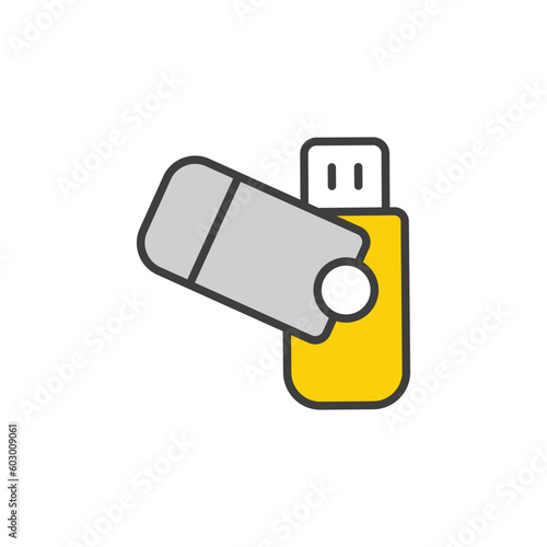 Flash Drive icon design with white background stock illustration