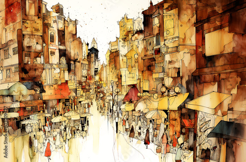 City Street Watercolour © Andrew