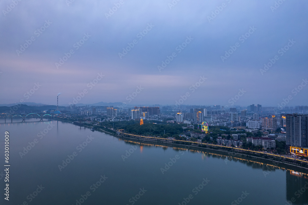 Scenery on the East Bank of Xiangjiang River in Zhuzhou, China
