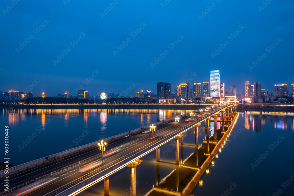 City night view of Zhuzhou City, Hunan Province, China