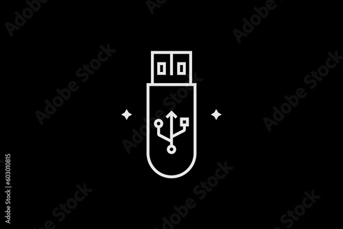 Geometric usb drive illustration. in flat style design. Vector flat icon.	
