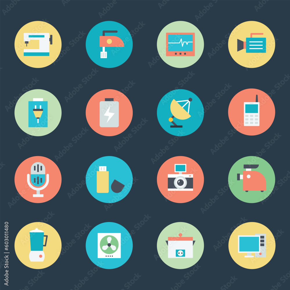 Bundle of Electric Appliances Flat Icons
Bundle of Electric Appliances Flat Icons