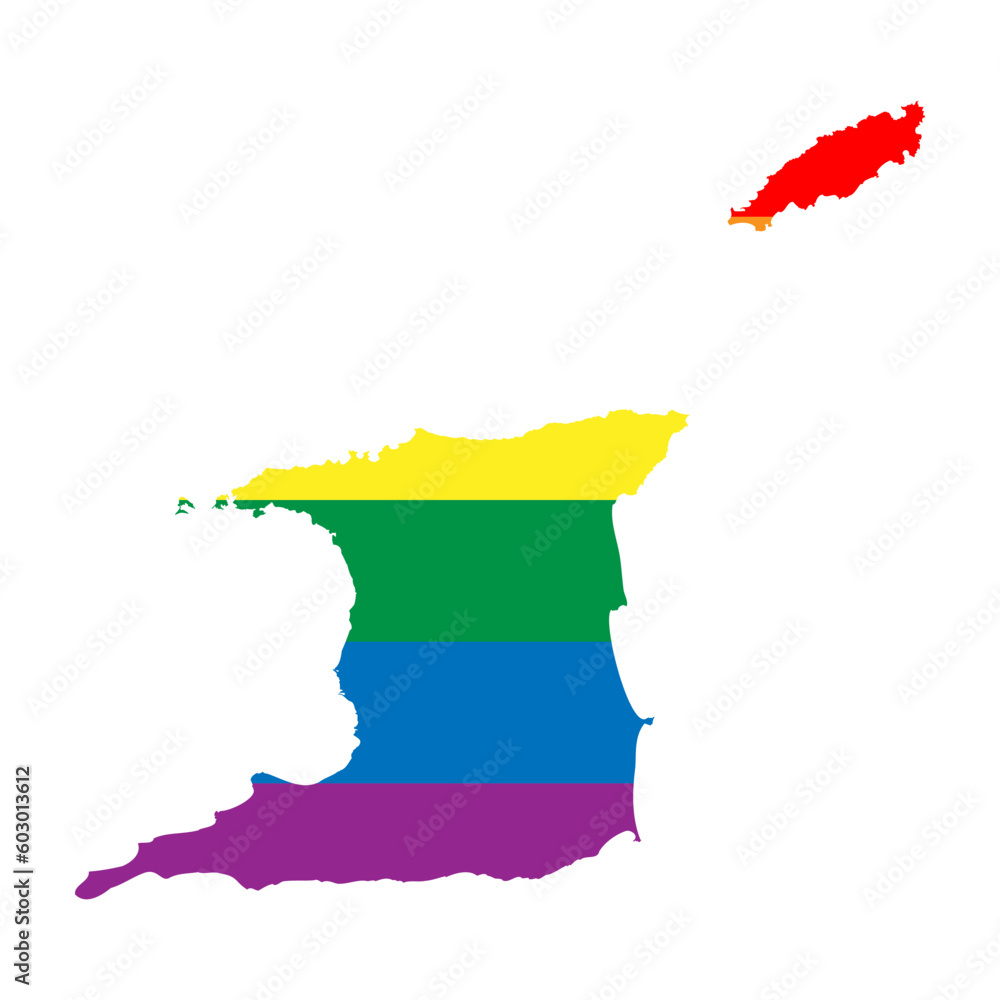 Trinidad and Tobago country silhouette. Country map silhouette in rainbow colors of LGBT flag. Trinidad and Tobago country silhouette. Country map silhouette in rainbow colors of LGBT flag.