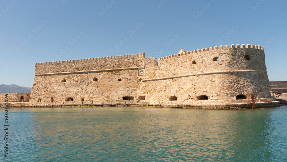 Heraklion, Crete, Greece, EU. 2023. The Venetian Fortress on the city waterfront in Heraklion.