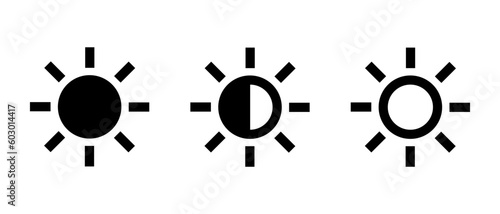 Contrast level vector icon set. Brightness control symbol