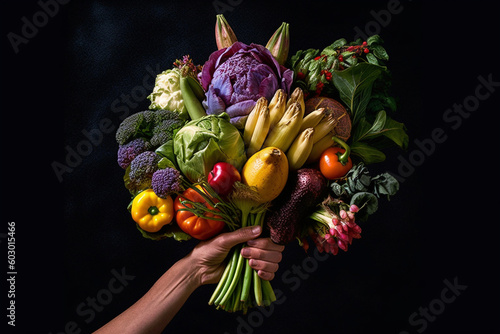 fruits and vegetables bunch of flowers