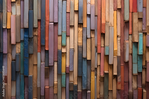 a multi color wooden wall. generative AI