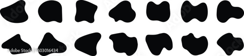 Abstract fluid blob shapes vector set. Collection forms for design and paint liquid black blotch shapes