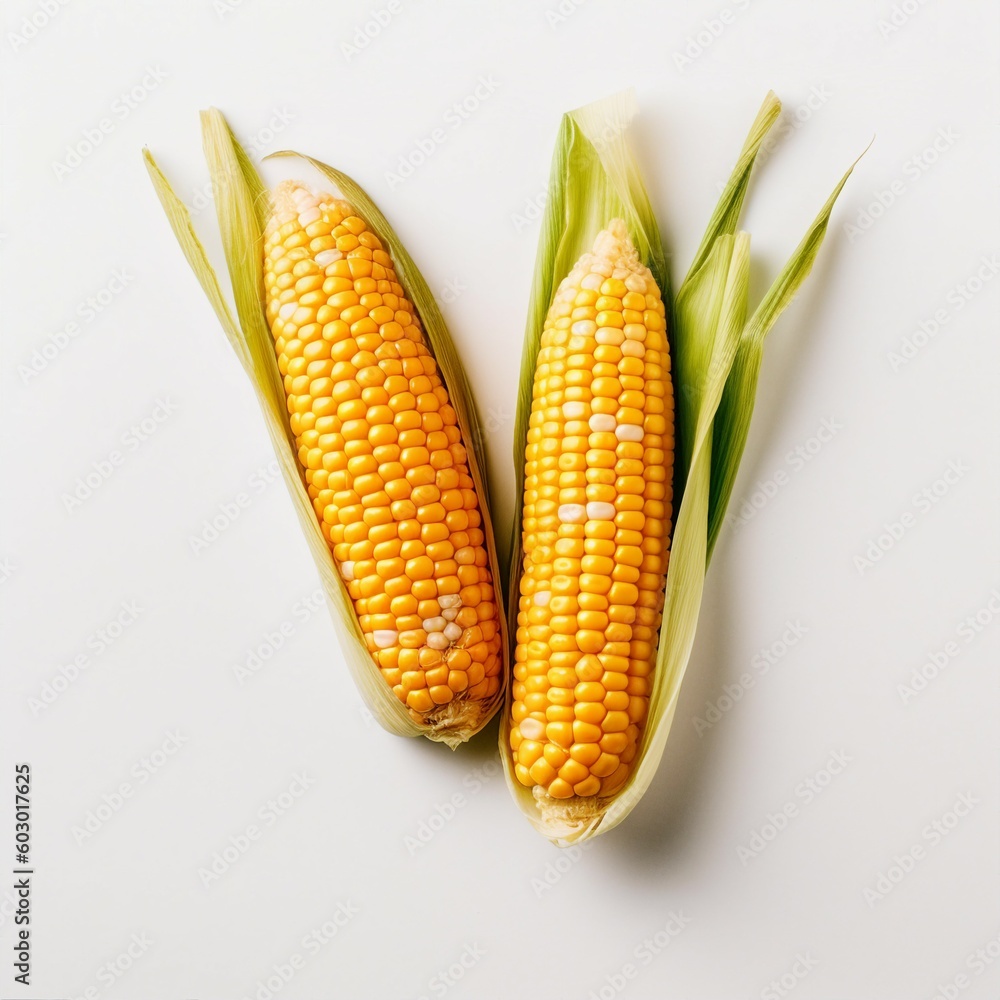 a hi-res illustration of two ears of yellow corn a hi-res illustration of two ears of yellow corn