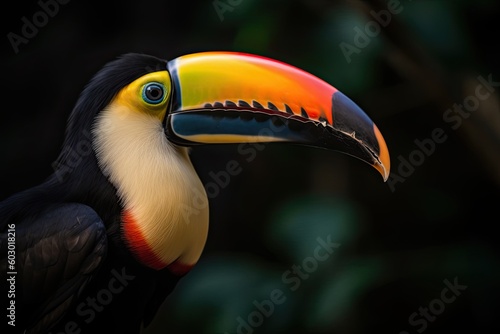 Tropical Splendor: Close-Up of Colorful Toucan's Beak, Generative AI