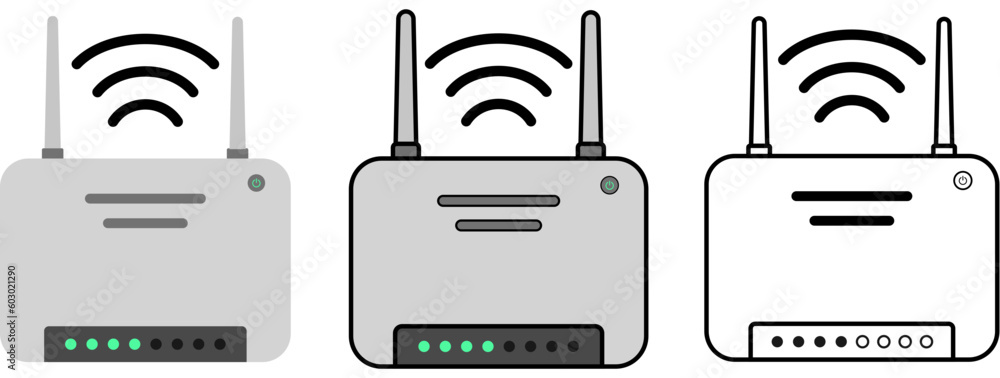 Lte Router Icon Set of router icons with and without stroke. Simple router vector ...
